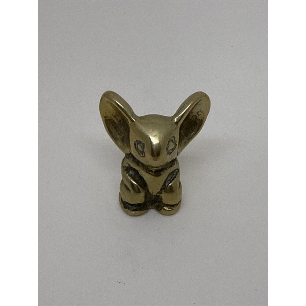 Vtg Miniature Solid Brass Mouse Figure Mcm 2”